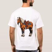 鞍を付けた茶色の馬 Tシャツ (裏面)