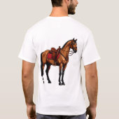 鞍を付けた茶色の馬 Tシャツ (裏面)