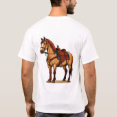 鞍を付けた茶色の馬 Tシャツ (裏面)