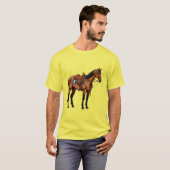 鞍を付けた茶色の馬 Tシャツ (正面フル)