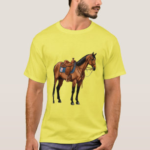 鞍を付けた茶色の馬 Tシャツ