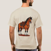 鞍を付けた茶色の馬 Tシャツ (裏面)