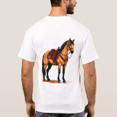 鞍を付けた茶色の馬 Tシャツ (裏面)