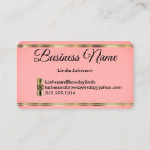 鞭および額-ピンクの珊瑚のグリッター 名刺 (裏面)