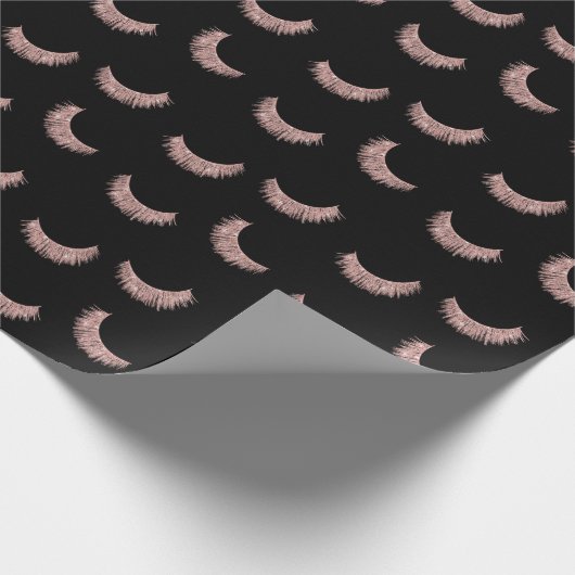 鞭のばら色の金ゴールドのまつげ延長美しい ラッピングペーパー (角)