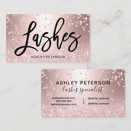 鞭のばら色の金ゴールドのグリッターの金属輝きの紙吹雪 名刺 (正面/裏面)