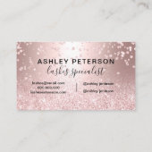 鞭のばら色の金ゴールドのグリッターの金属輝きの紙吹雪 名刺 (裏面)