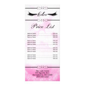 鞭のまつげ延長ピンクの美容院の価格 ラックカード (正面)