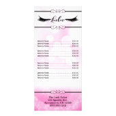 鞭のまつげ延長ピンクの美容院の価格 ラックカード (裏面)