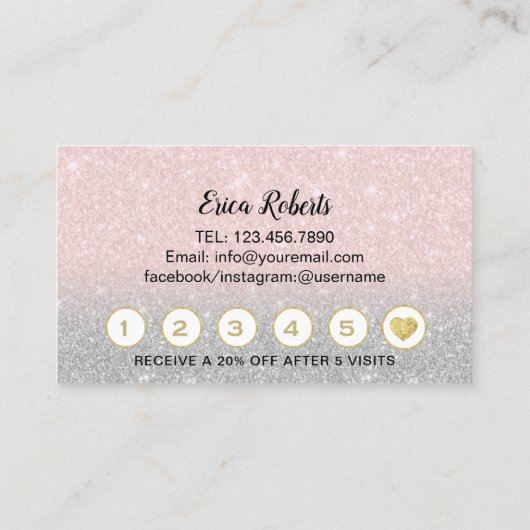 鞭のまつげ延長赤面のピンクのサロンのロイヤリティ ロイヤリティカード (裏面)