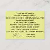 鞭のアフターケアカード色 名刺 (裏面)