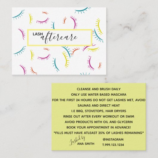 鞭のアフターケアカード色 名刺 (正面/裏面)