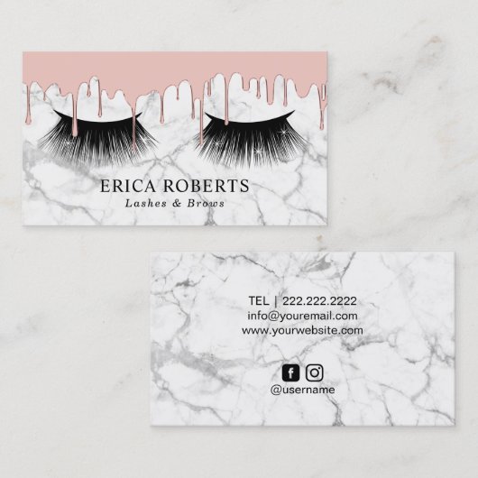 鞭のサロンのばら色の金ゴールドの滴りのモダンで白い大理石 名刺 (正面/裏面)