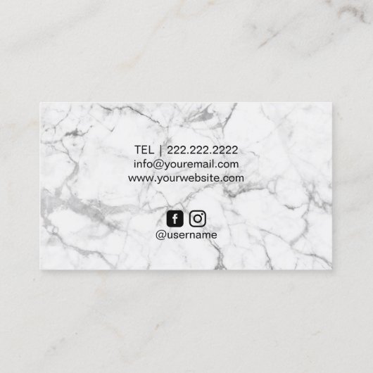 鞭のサロンのばら色の金ゴールドの滴りのモダンで白い大理石 名刺 (裏面)
