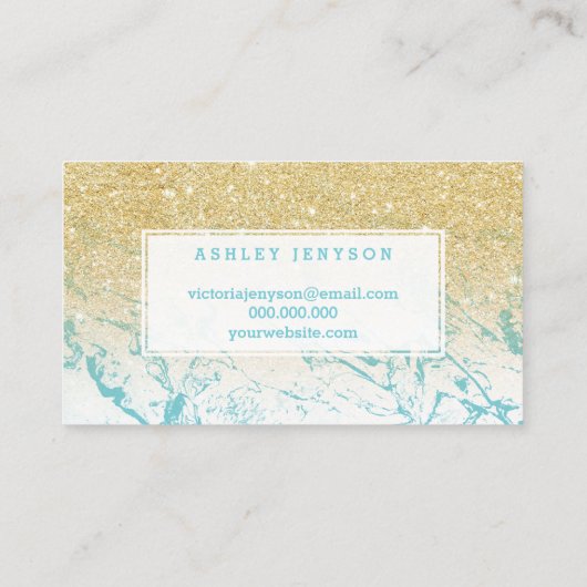 鞭のタイポグラフィの金ゴールドのグリッターの大理石 名刺 (裏面)