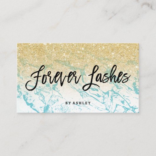鞭のタイポグラフィの金ゴールドのグリッターの大理石 名刺 (正面)