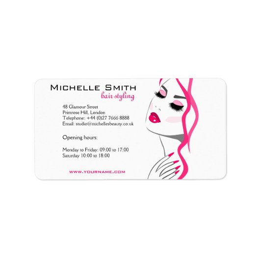 鞭のマニキュアの毛のピンクの女の子の美しいのブランディング ラベル (正面)