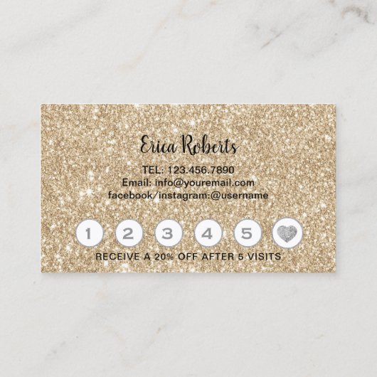 鞭のメーキャップアーティストのまばたきの目の金ゴールドの輝きのロイヤリティ ロイヤリティカード (裏面)