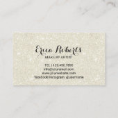 鞭のメーキャップアーティストのアイボリーのグリッターのモダンのサロン 名刺 (裏面)