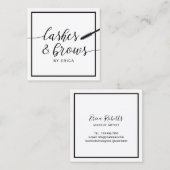 鞭のメーキャップアーティストのエレガントなタイポグラフィのサロン スクエア名刺 (正面/裏面)