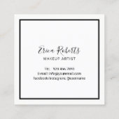 鞭のメーキャップアーティストのエレガントなタイポグラフィのサロン スクエア名刺 (裏面)