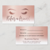 鞭のメーキャップアーティストのサロンのばら色の金ゴールドのパステル 紹介カード (正面/裏面)