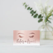 鞭のメーキャップアーティストのサロンのばら色の金ゴールドのパステル 紹介カード (スタンド正面)