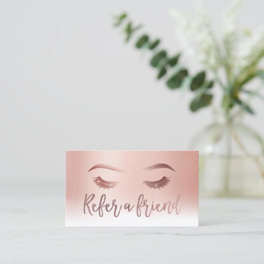 鞭のメーキャップアーティストのサロンのばら色の金ゴールドのパステル 紹介カード (スタンド正面)