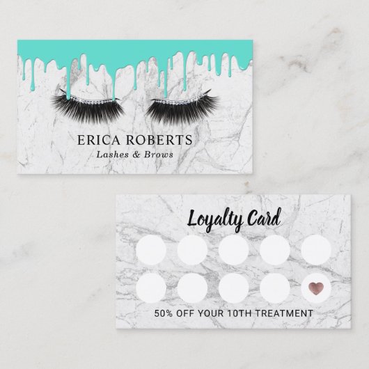 鞭のメーキャップアーティストのターコイズは大理石を滴らせます ロイヤリティカード (正面/裏面)
