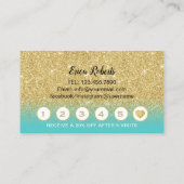 鞭のメーキャップアーティストのモダンな金ゴールドのグリッターのロイヤリティ ロイヤリティカード (裏面)