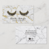 鞭のメーキャップアーティストのモダンな金ゴールドの大理石のサロン 名刺 (正面/裏面)