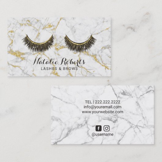 鞭のメーキャップアーティストのモダンな金ゴールドの大理石のサロン 名刺 (正面/裏面)
