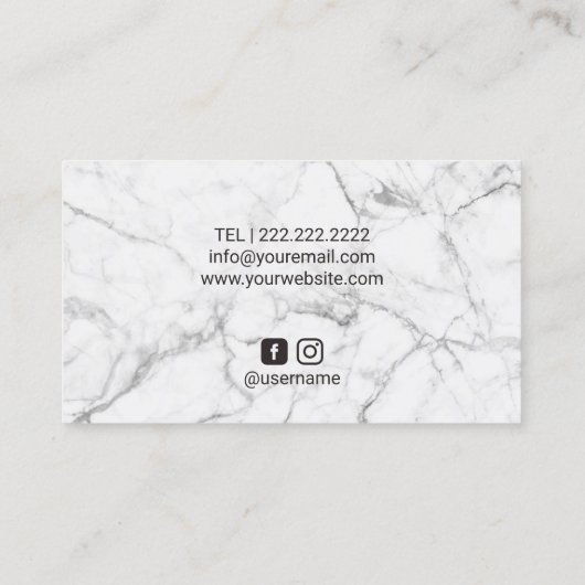 鞭のメーキャップアーティストのモダンな金ゴールドの大理石のサロン 名刺 (裏面)