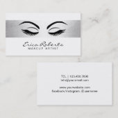 鞭のメーキャップアーティストのモダンな銀製のストライプの 名刺 (正面/裏面)