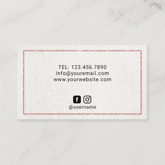 鞭のメーキャップアーティストの上品なリネンヴィンテージの花柄 名刺 (裏面)