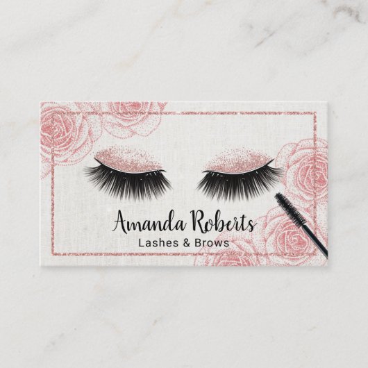 鞭のメーキャップアーティストの上品なリネンヴィンテージの花柄 名刺 (正面)