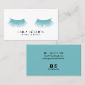 鞭のメーキャップアーティストの水のティール(緑がかった色)の美容院 名刺 (正面/裏面)