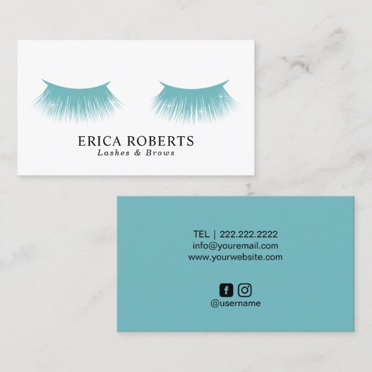 鞭のメーキャップアーティストの水のティール(緑がかった色)の美容院 名刺 (正面/裏面)