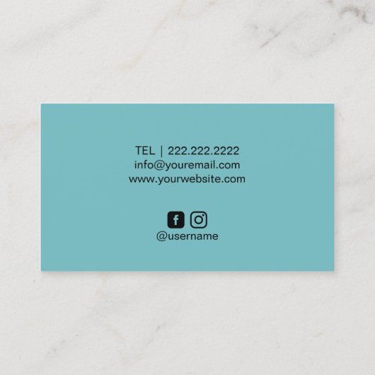 鞭のメーキャップアーティストの水のティール(緑がかった色)の美容院 名刺 (裏面)