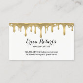 鞭のメーキャップアーティストの金ゴールドのタイポグラフィのまつげのサロン 名刺 (裏面)
