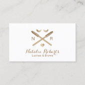 鞭のメーキャップアーティストの金ゴールドのロゴのまつげのサロン 名刺 (正面)