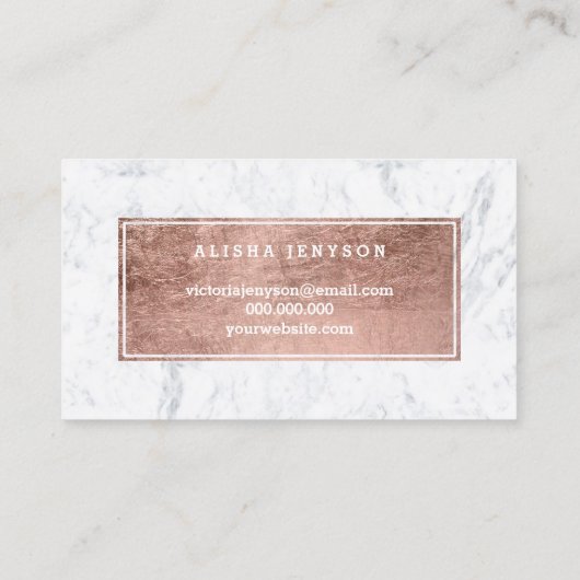 鞭のロゴのシックなのどのばら色の金ゴールドのタイポグラフィの大理石 名刺 (裏面)