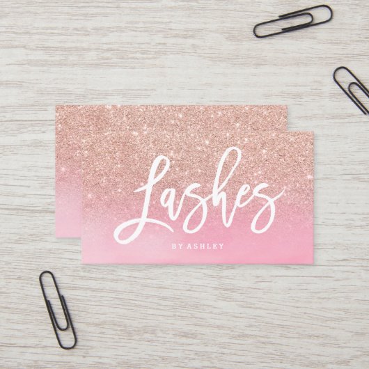 鞭の原稿のばら色の金ゴールドのグリッターのピンクの水彩画 名刺 (正面/裏面インサイチュ)