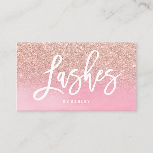 鞭の原稿のばら色の金ゴールドのグリッターのピンクの水彩画 名刺 (正面)