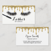 鞭の目のメーキャップアーティストの金ゴールドの滴りのまつげのサロン 名刺 (正面/裏面)
