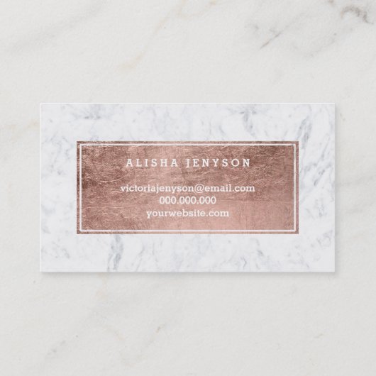 鞭の目のモダンなのどのばら色の金ゴールドのタイポグラフィの大理石 名刺 (裏面)