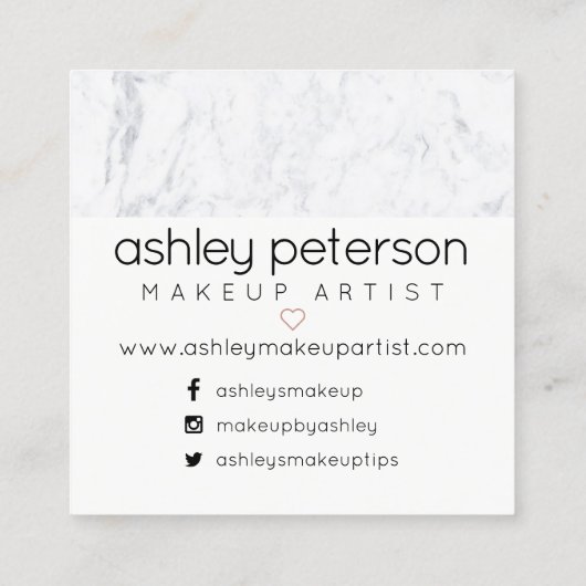 鞭の美しいのタイポグラフィのばら色の金ゴールドの白の大理石 スクエア名刺 (裏面)