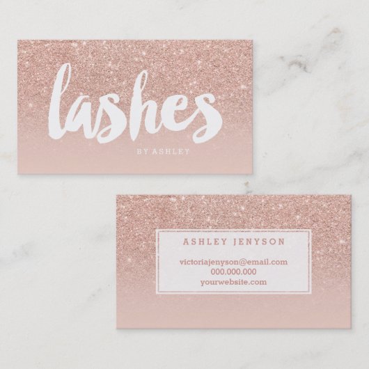 鞭の美しいのモダンなタイポグラフィの赤面のばら色の金ゴールド 名刺 (正面/裏面)