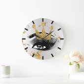 鞭の銀製灰色の金ゴールドの大理石のJackeのプリンセス ラージ壁時計 (ホーム)