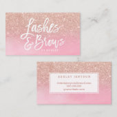 鞭の額のばら色の金ゴールドのグリッターのピンクの水彩画 名刺 (正面/裏面)